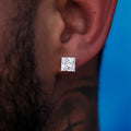 7MM Square Cut Diamond Stud Earrings - Rose Gold