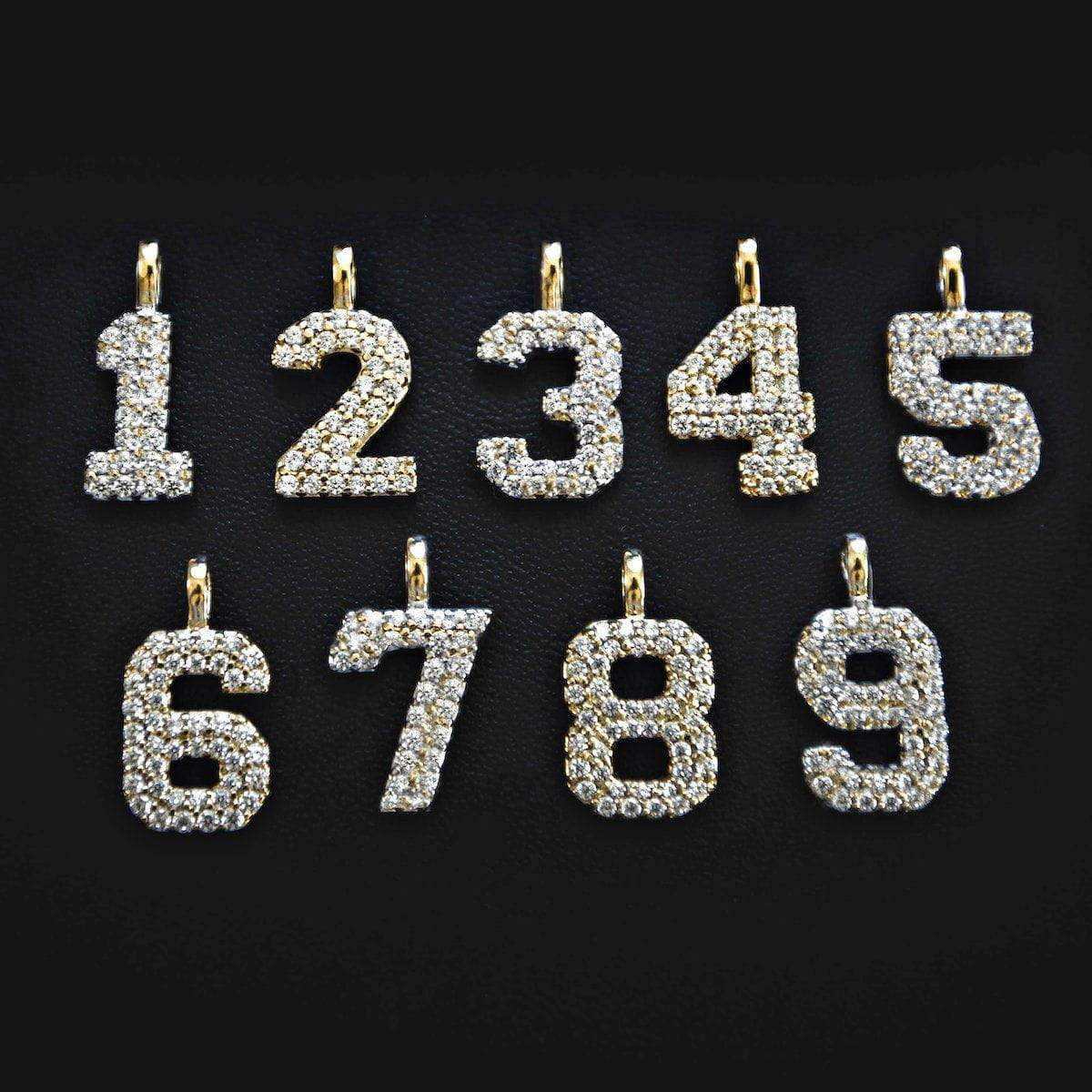 Solid Gold Number Pendants in Yellow Gold-VS Diamonds