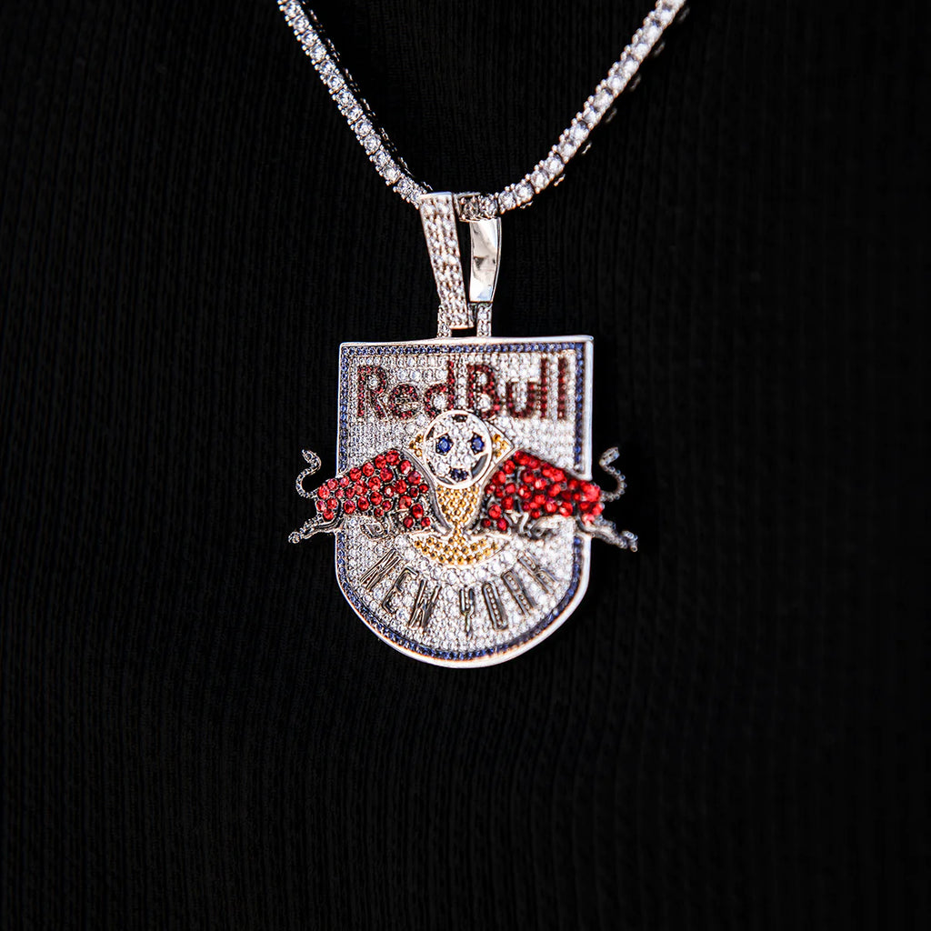 New York Red Bulls Official MLS Logo Pendant in White Gold