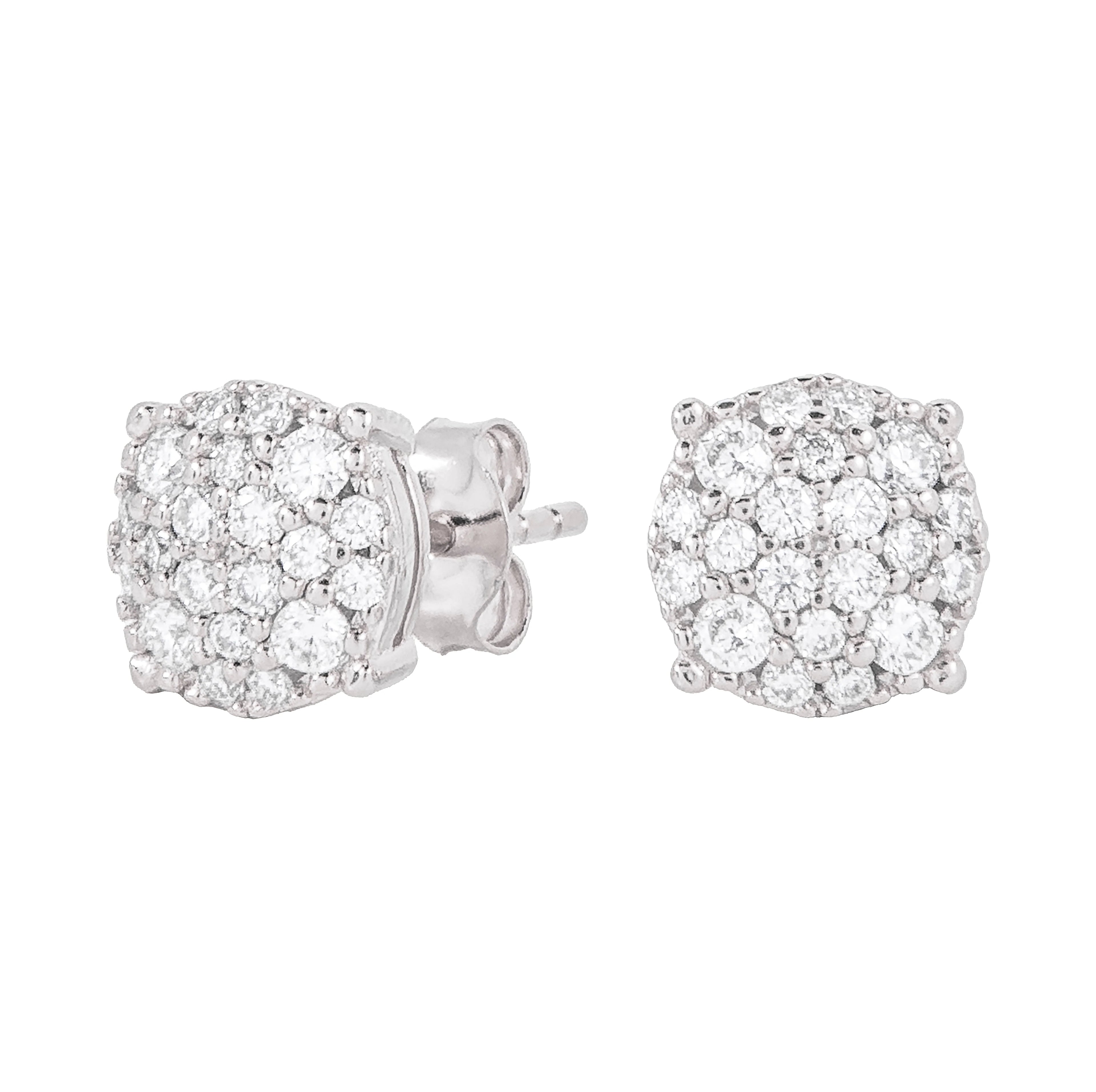 8MM Pave Set Moissanite Stud Earrings in Sterling Silver