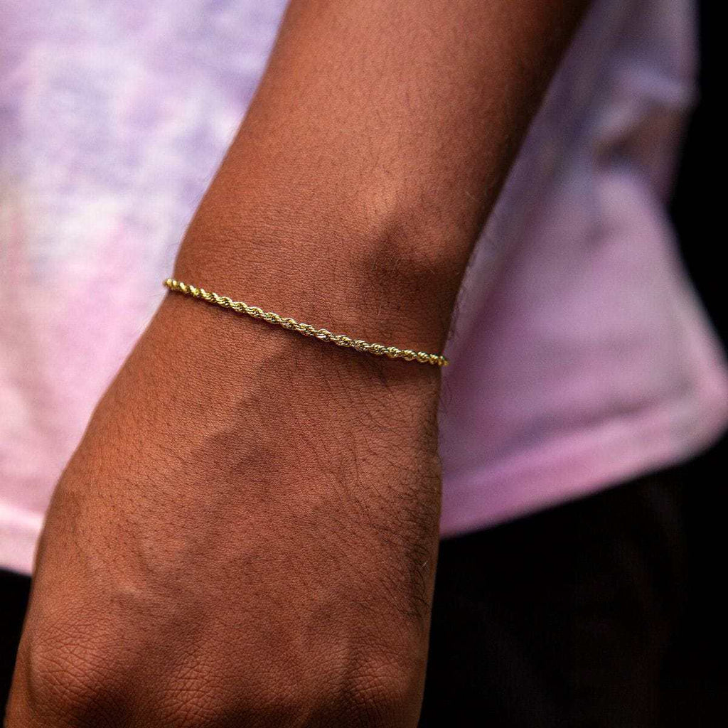 Rope Bracelet in Yellow Gold (Adjustable)- 2mm