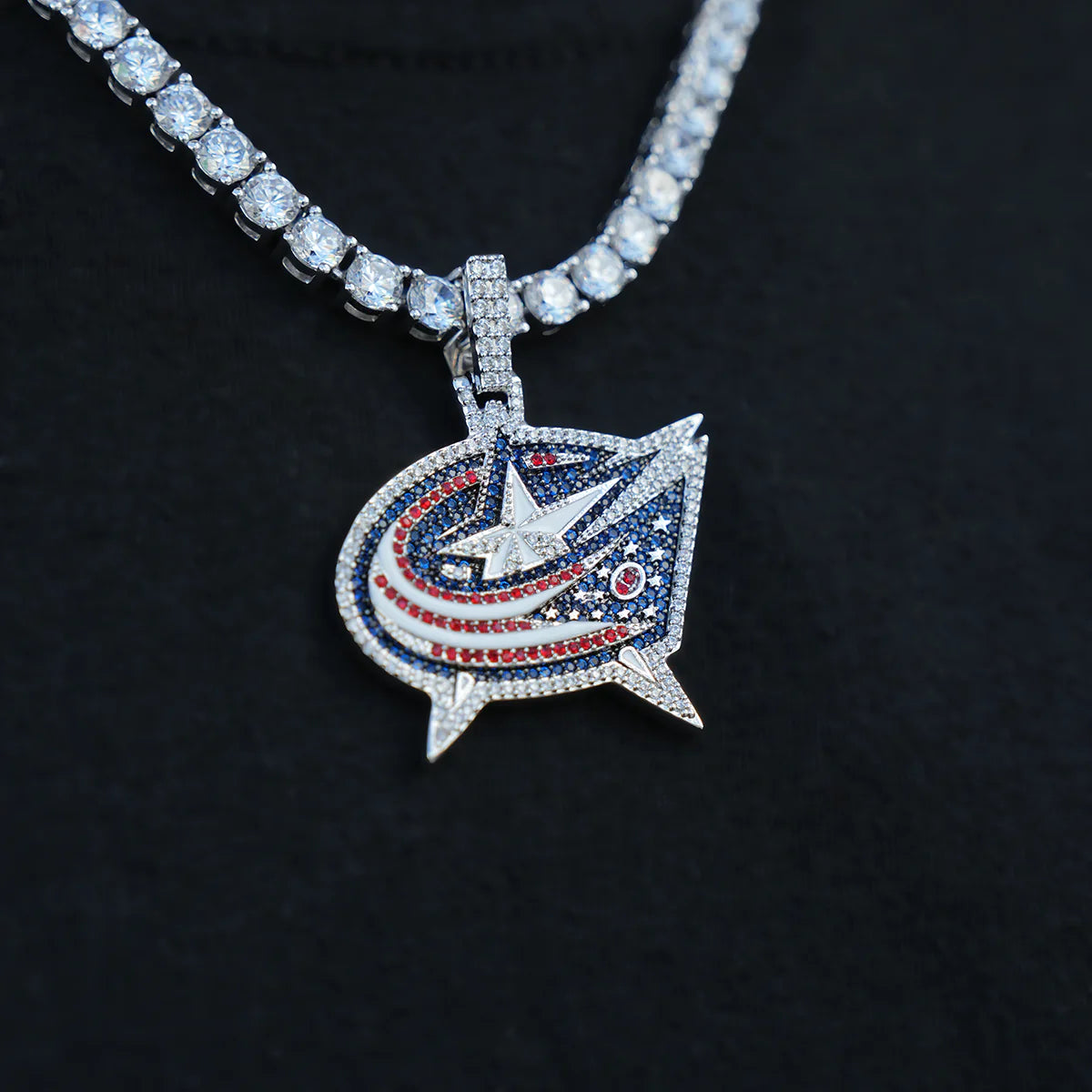 Columbus Blue Jackets Official NHL Logo Pendant in White Gold