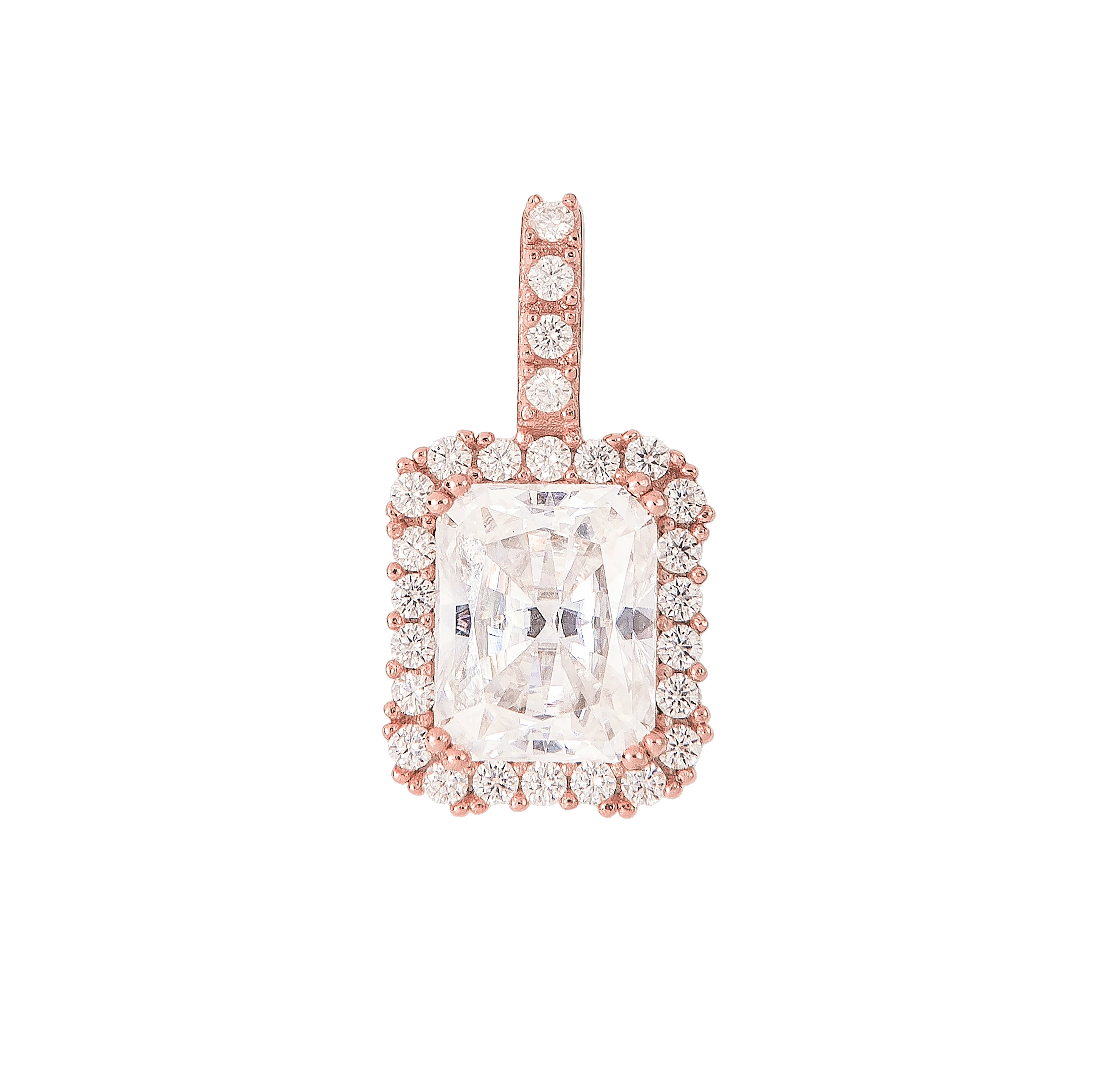 Men's Moissanite Micro Diamond Stone Pendant in Rose Gold Vermeil