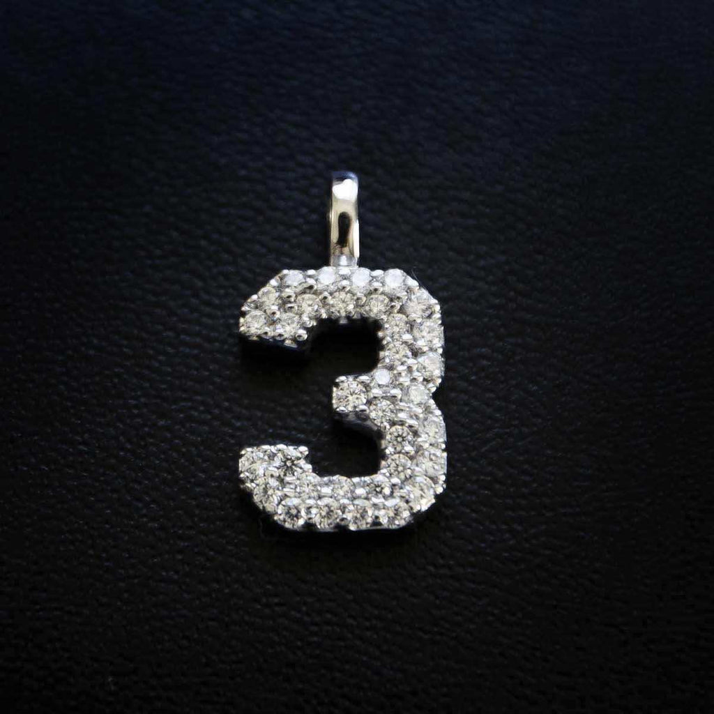 Solid Gold Number Pendants in White Gold-VS Diamonds