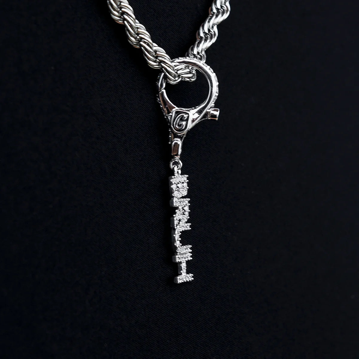"Bruh" Clip On Pendant in White Gold