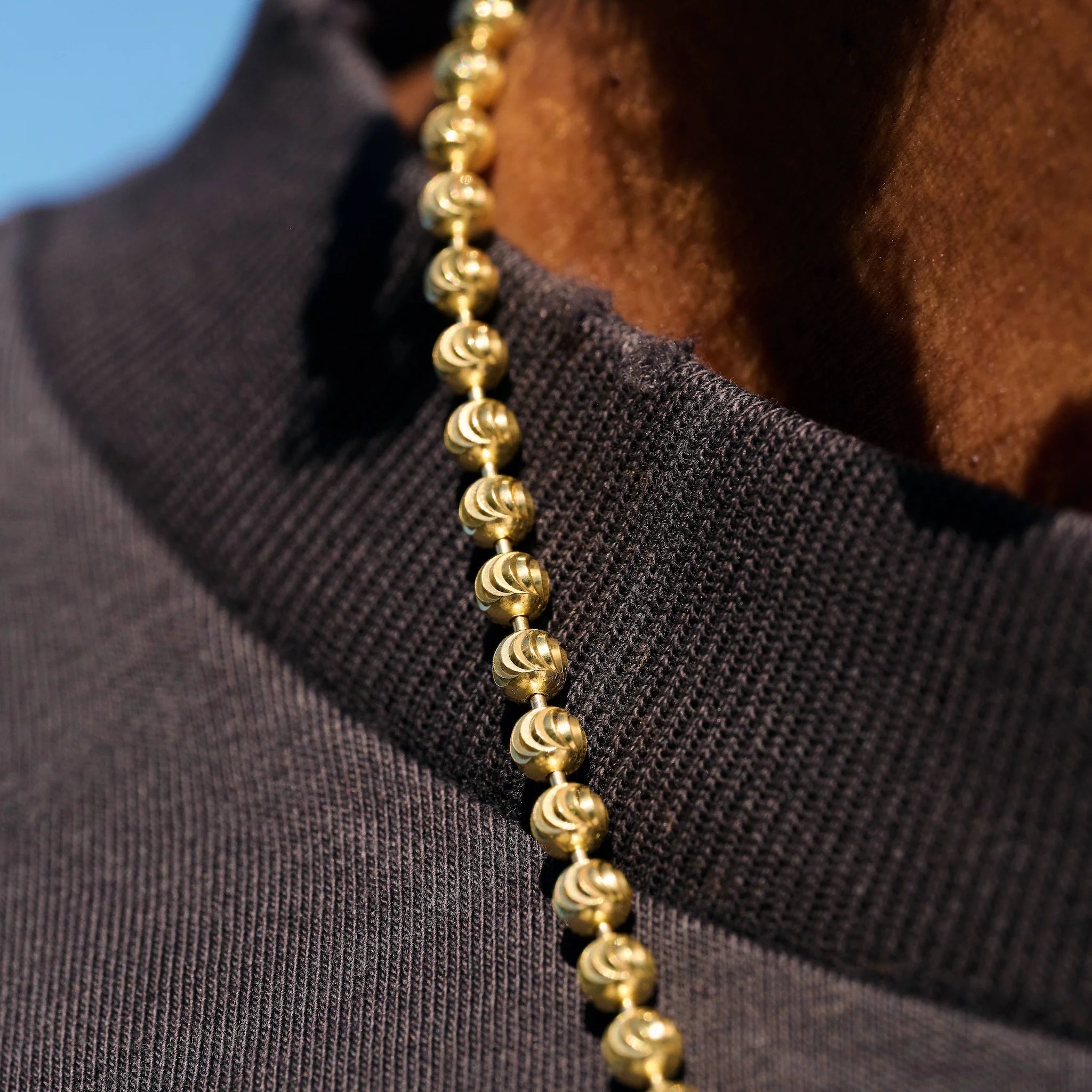 Moon Cut Ball Chain in Solid Gold - 4mm