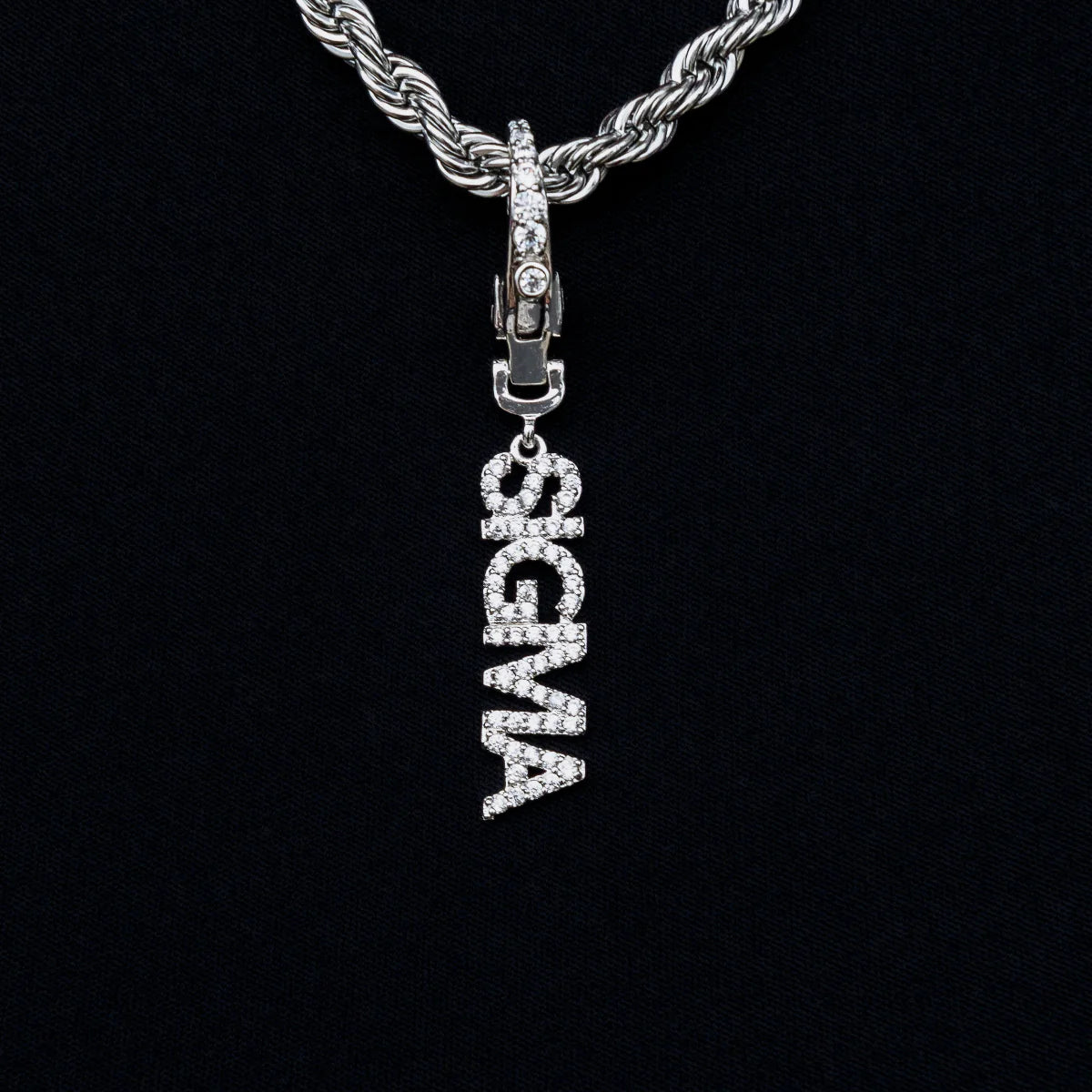 "Sigma" Clip On Pendant in White Gold