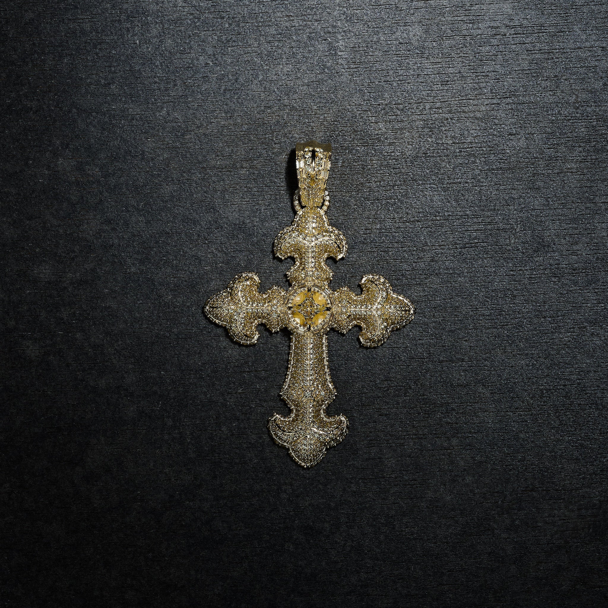 GLD X Bloody Osiris Large Iced Canary Cross Pendant in Yellow Gold Vermeil