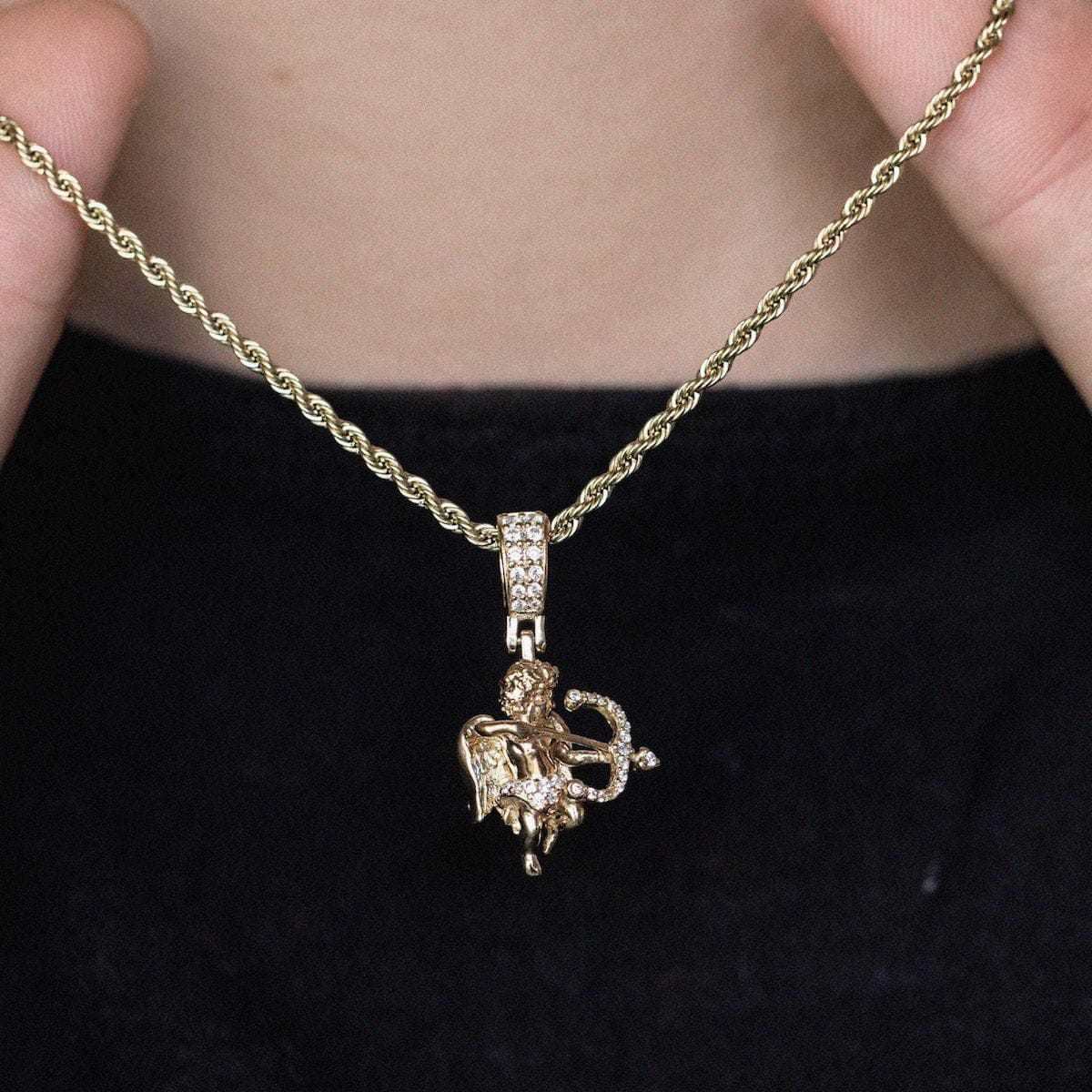 Solid Gold Iced Cupid Pendant-VS Diamonds