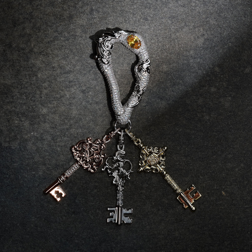 GLD X Bloody Osiris Moissanite Key Clip On in White Gold Vermeil