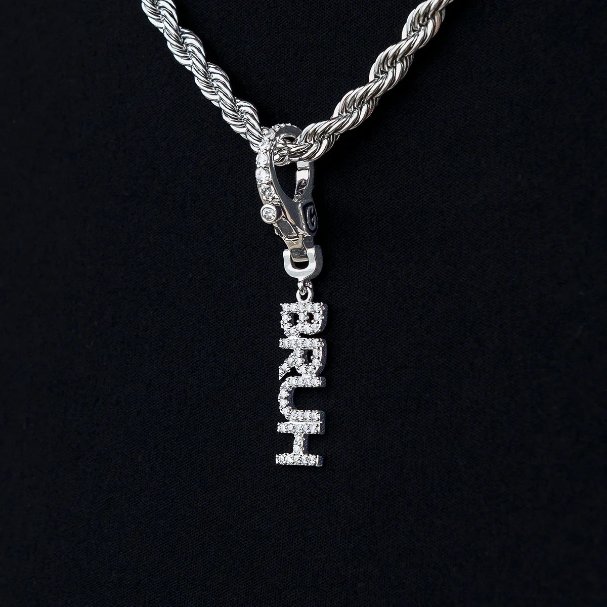 "Bruh" Clip On Pendant in White Gold