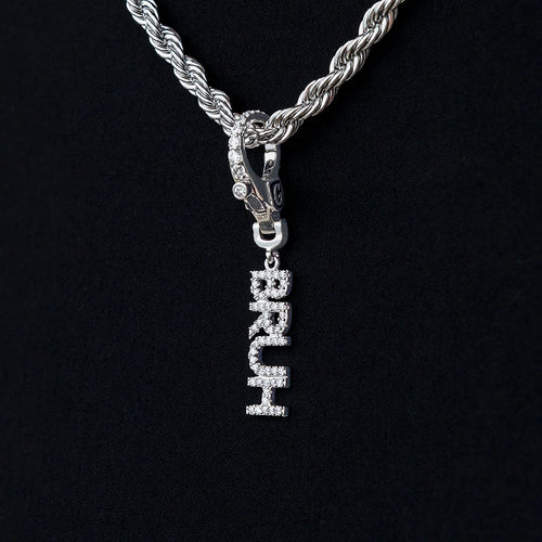 "Bruh" Clip On Pendant in White Gold