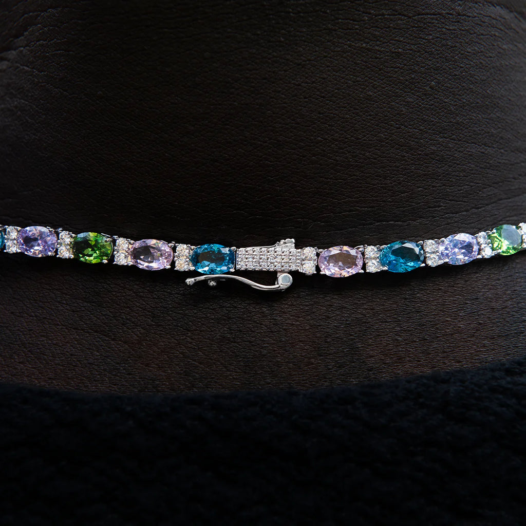 Multicolor Mixed Oval Cut Tennis Royal Stones Chain- 5mm