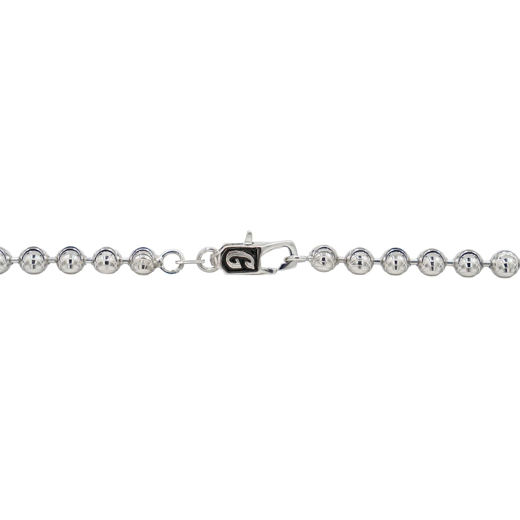 Moon Cut Ball Chain in Solid White Gold - 4mm