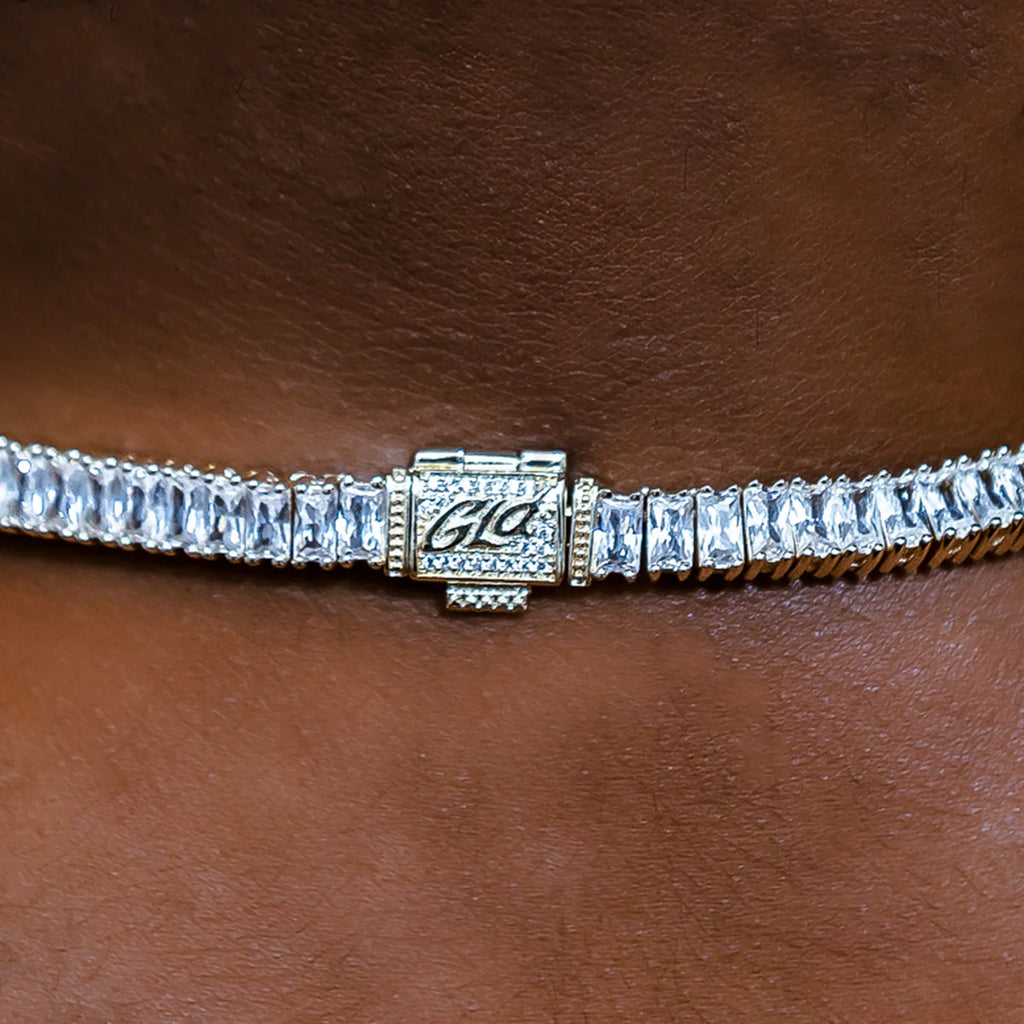 Diamond Baguette Tennis Chain + Bracelet Bundle in Yellow Gold- 6mm