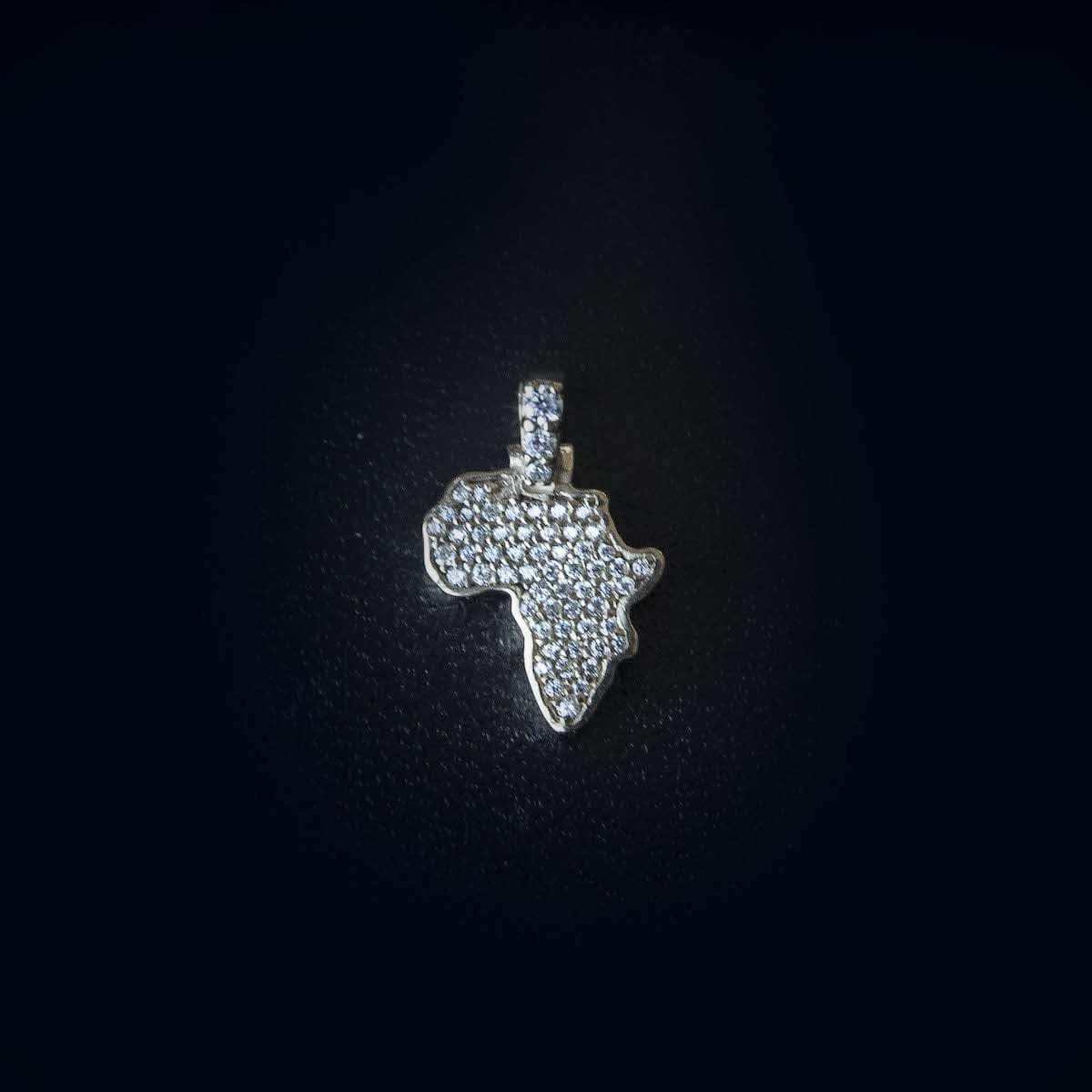 Solid Gold Africa Map Pendant-VS Diamonds