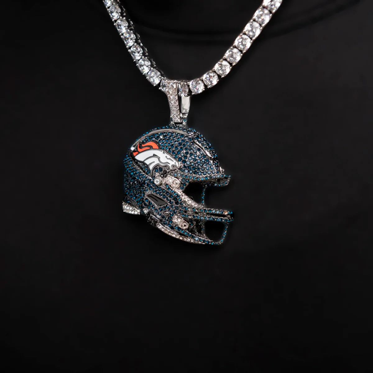 2025 Denver Broncos Team Helmet Pendant - White Gold