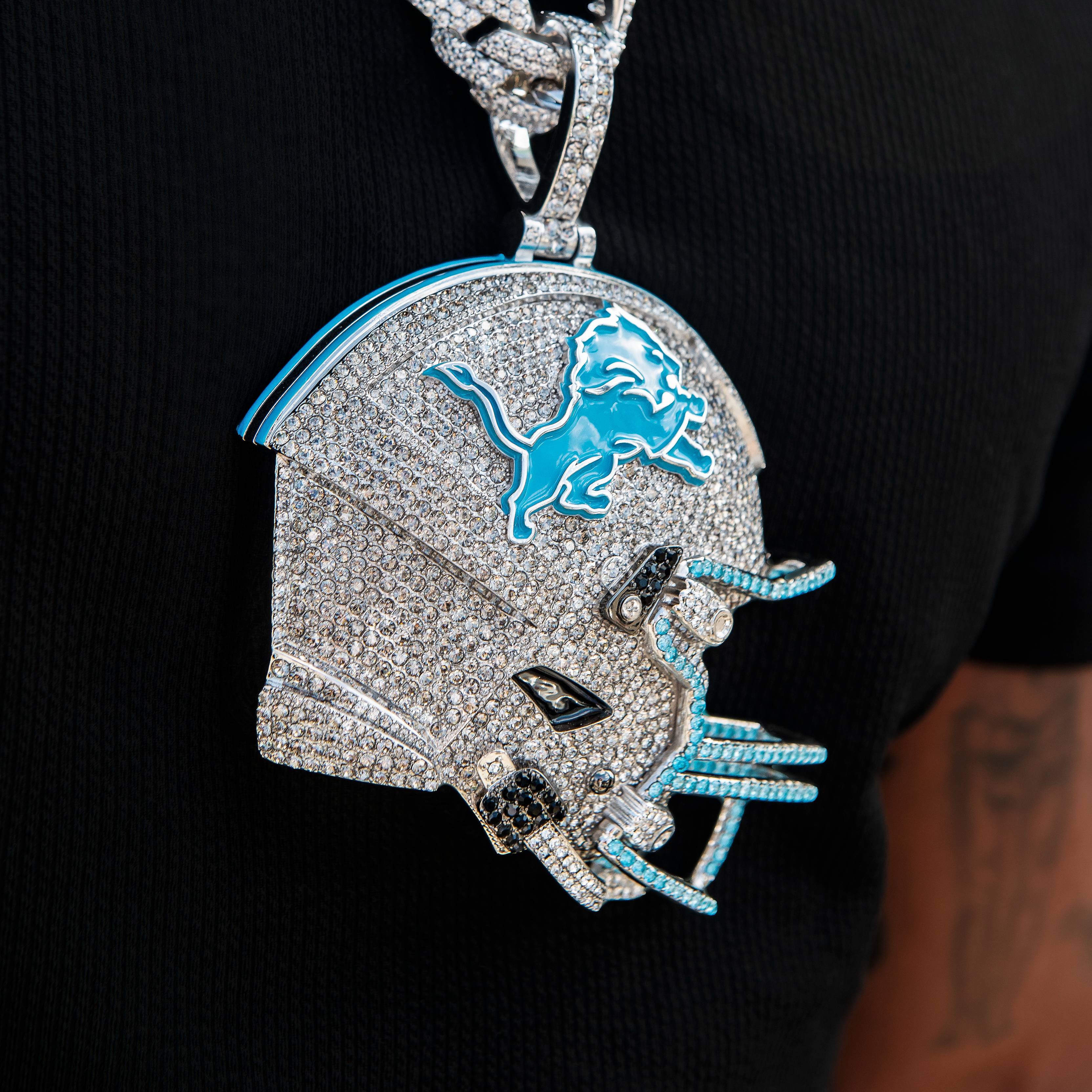 Giant Detroit Lions Official NFL Helmet Pendant