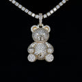 Iced Teddy Bear Pendant in Yellow Gold