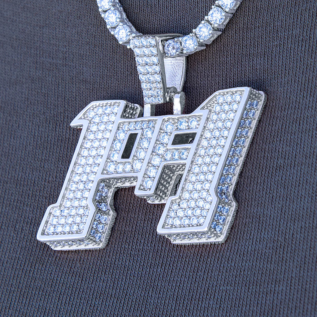 Men's Moissanite 1of1 Pendant in White Gold Vermeil