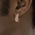 Huggie Diamond Prong Hoop Earrings in Rose Gold