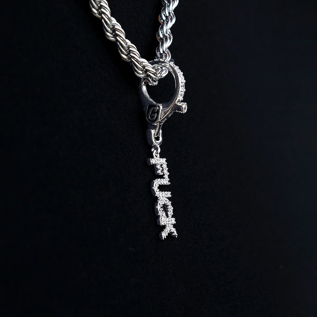"Fuck" Clip On Pendant in White Gold