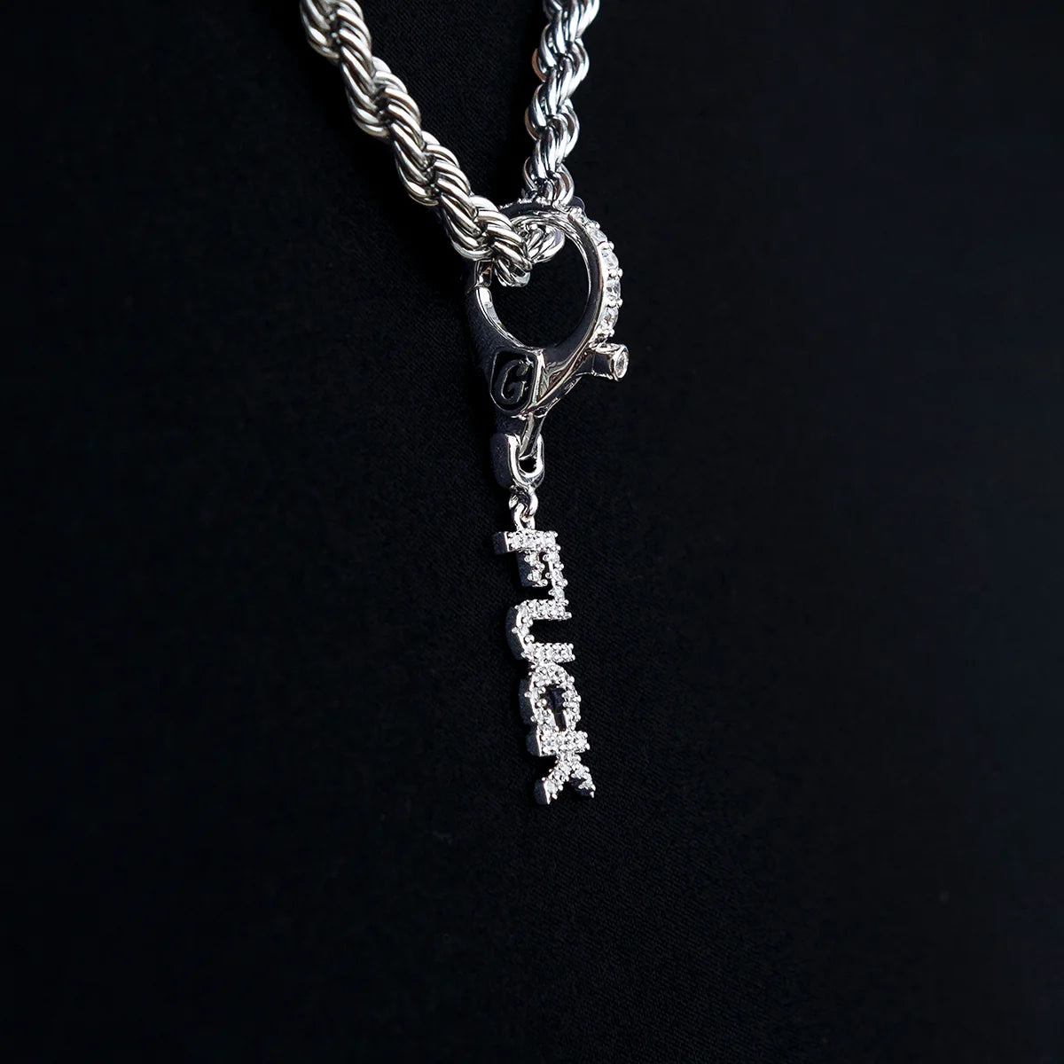 "Fuck" Clip On Pendant in White Gold