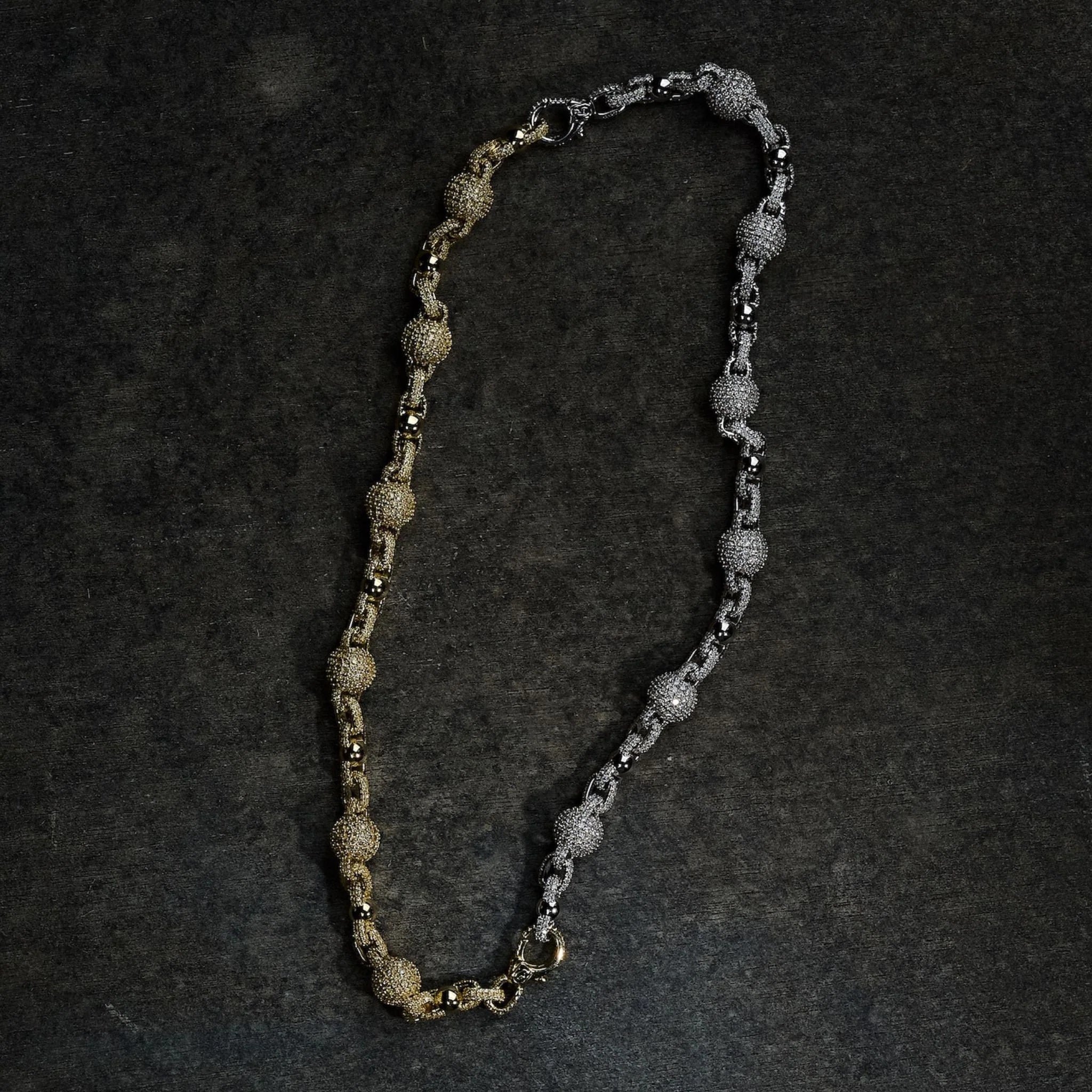 GLD X Bloody Osiris Dual Finish Ball Chain in White and Yellow Gold