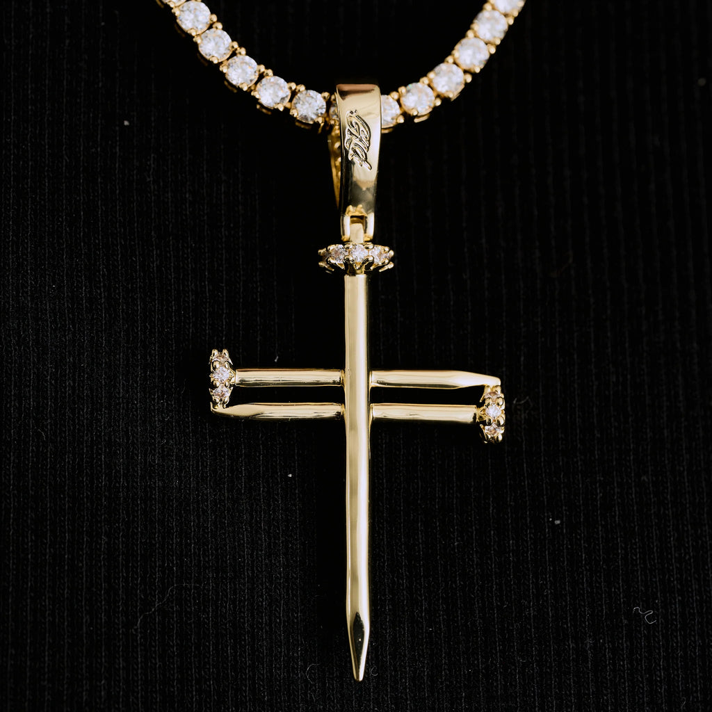 Nail Cross Pendant in Yellow Gold