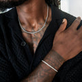 Micro Cuban Chain + Bracelet in White Gold- 3mm