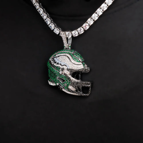 2025 Philadelphia Eagles Team Helmet Pendant - White Gold
