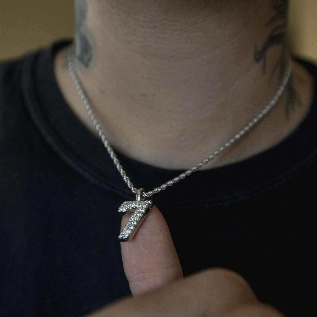 Solid Gold Number Pendants in White Gold-VS Diamonds