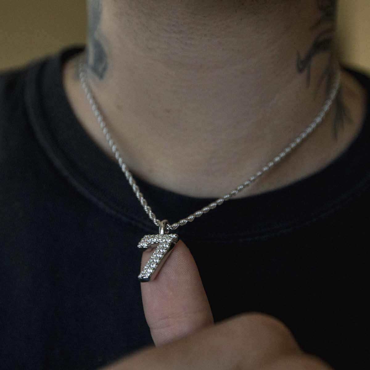 Solid Gold Number Pendants in White Gold-VS Diamonds