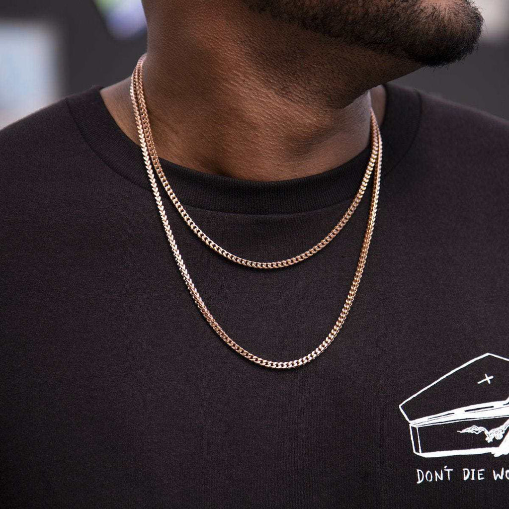 Franco Chain + Bracelet Bundle in Rose Gold- 3mm