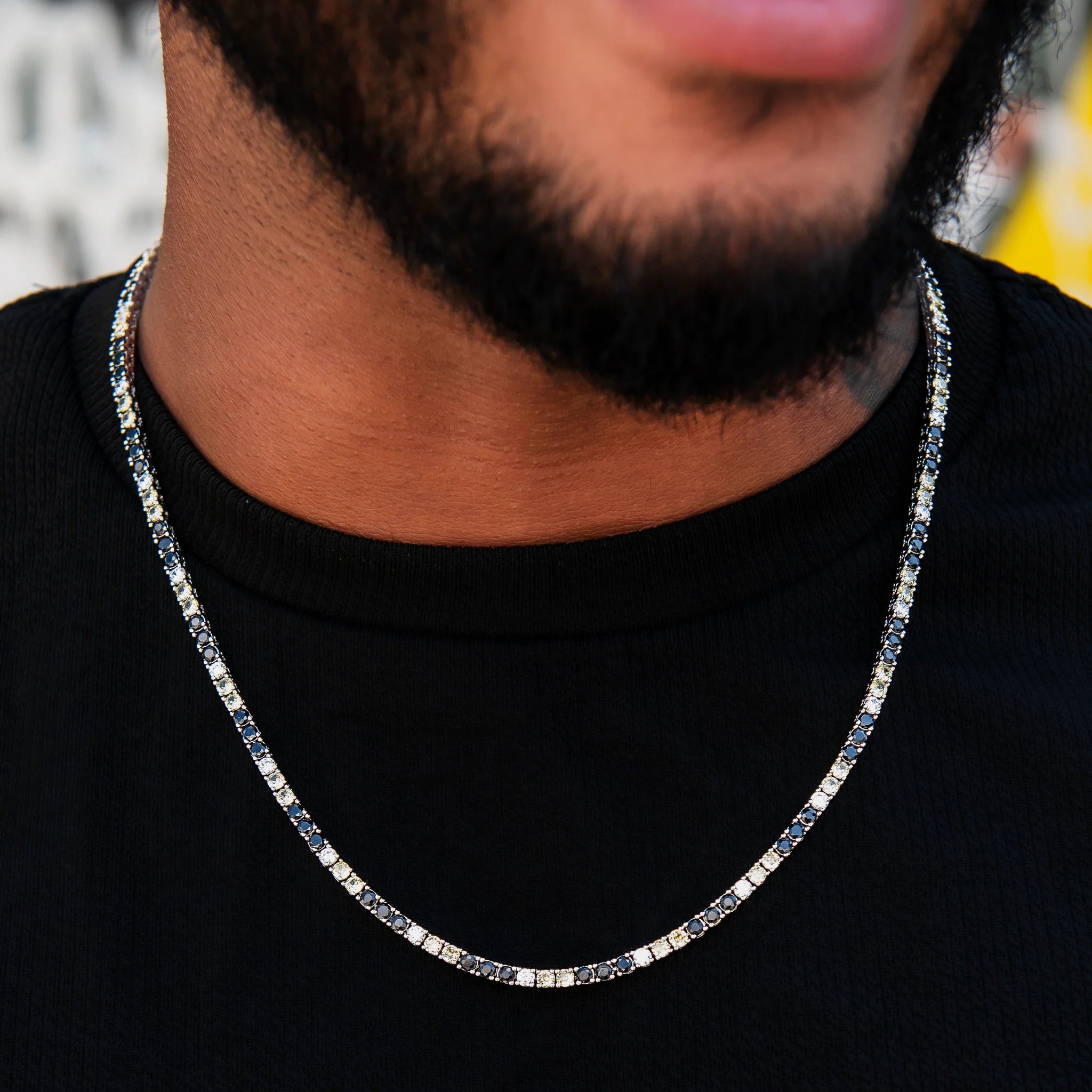 3MM Diamond Colored Tennis Chains in White Gold- All Colors