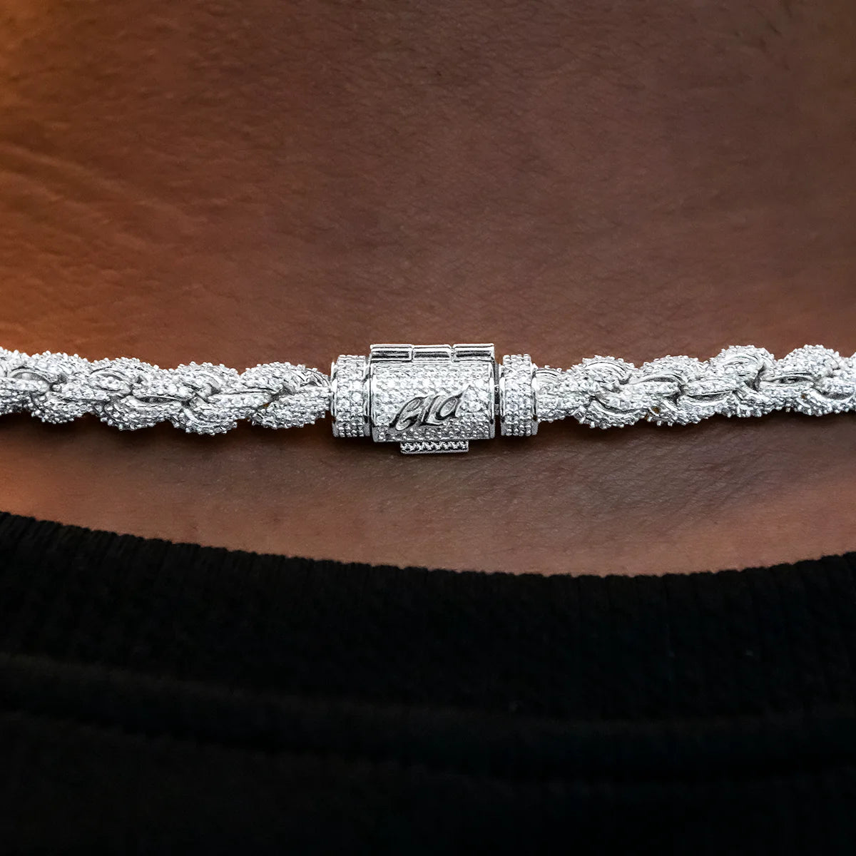 Diamond Rope Chain + Bracelet Bundle in White Gold- 7mm