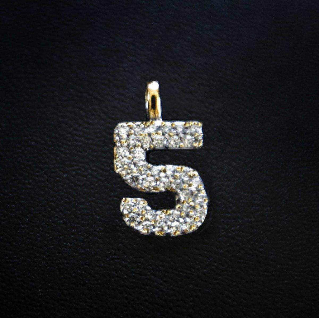 Solid Gold Number Pendants in Yellow Gold-VS Diamonds