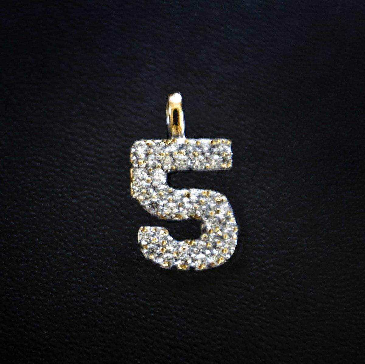 Solid Gold Number Pendants in Yellow Gold-VS Diamonds
