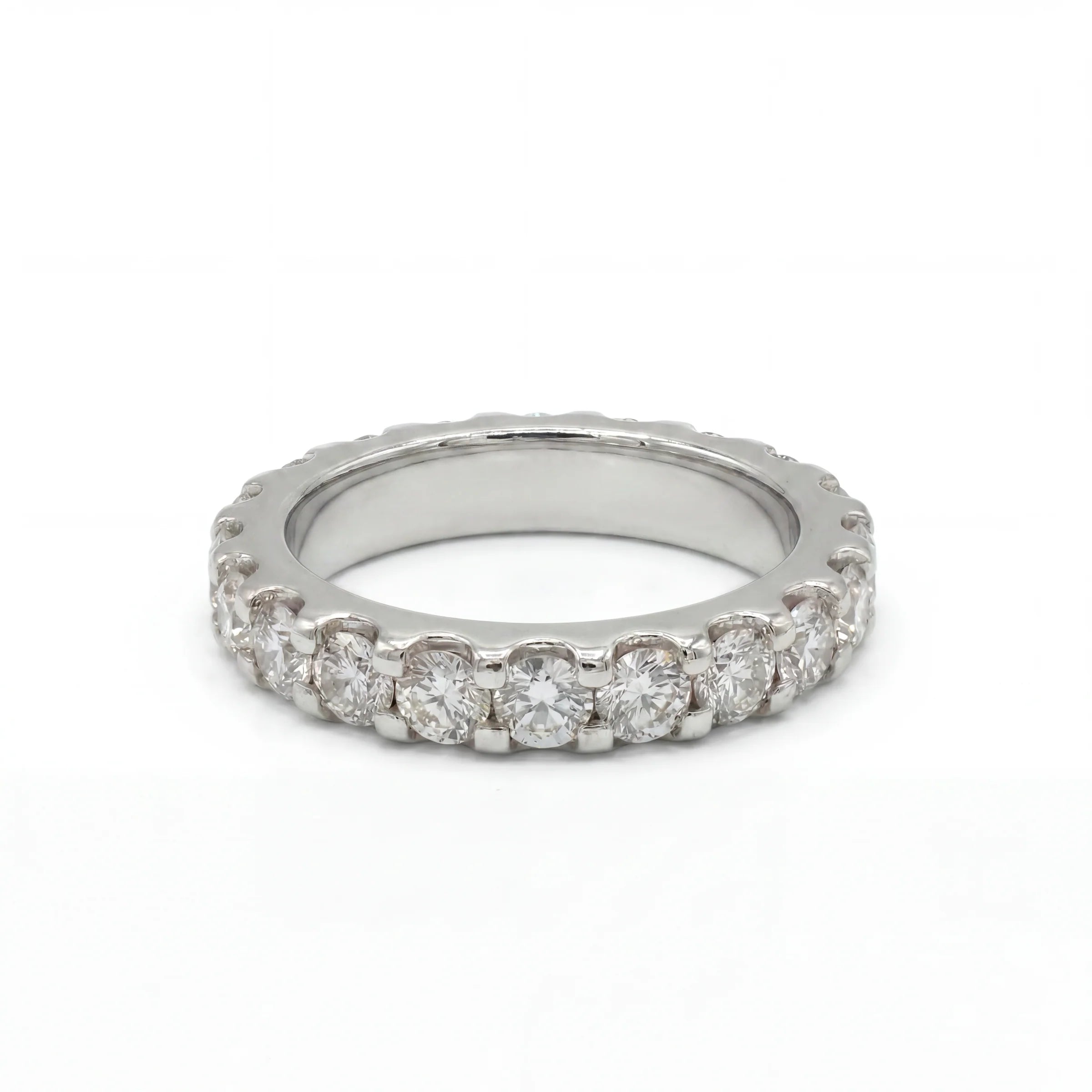 Lab Diamond Single Layer Eternity Band Ring in Solid White Gold