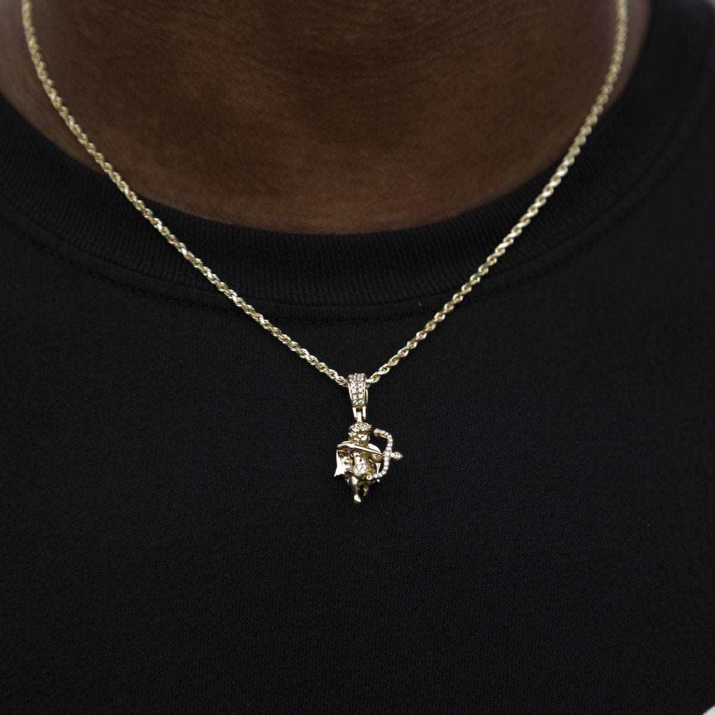Solid Gold Iced Cupid Pendant-VS Diamonds