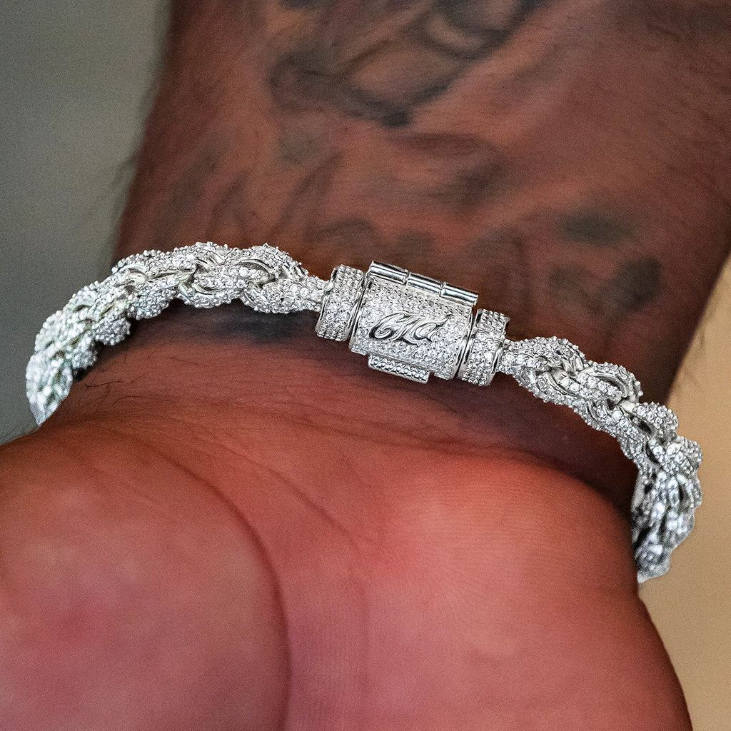 Diamond Rope Chain + Bracelet Bundle in White Gold- 7mm