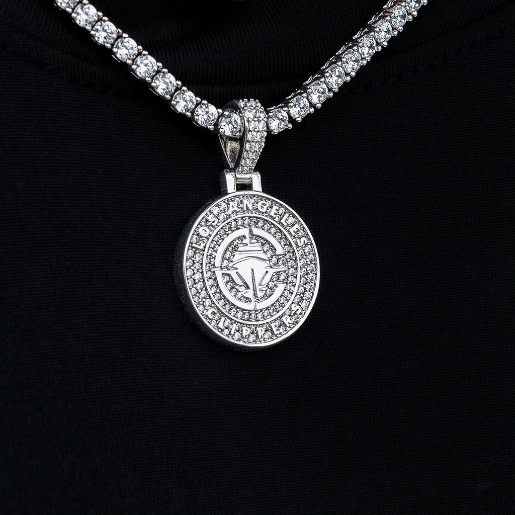 Los Angeles Clippers Official NBA Micro Logo Pendant in White Gold