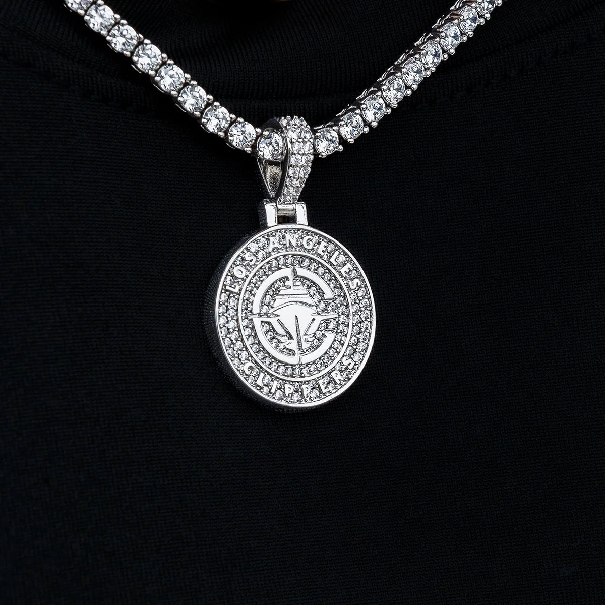 Los Angeles Clippers Official NBA Micro Logo Pendant in White Gold