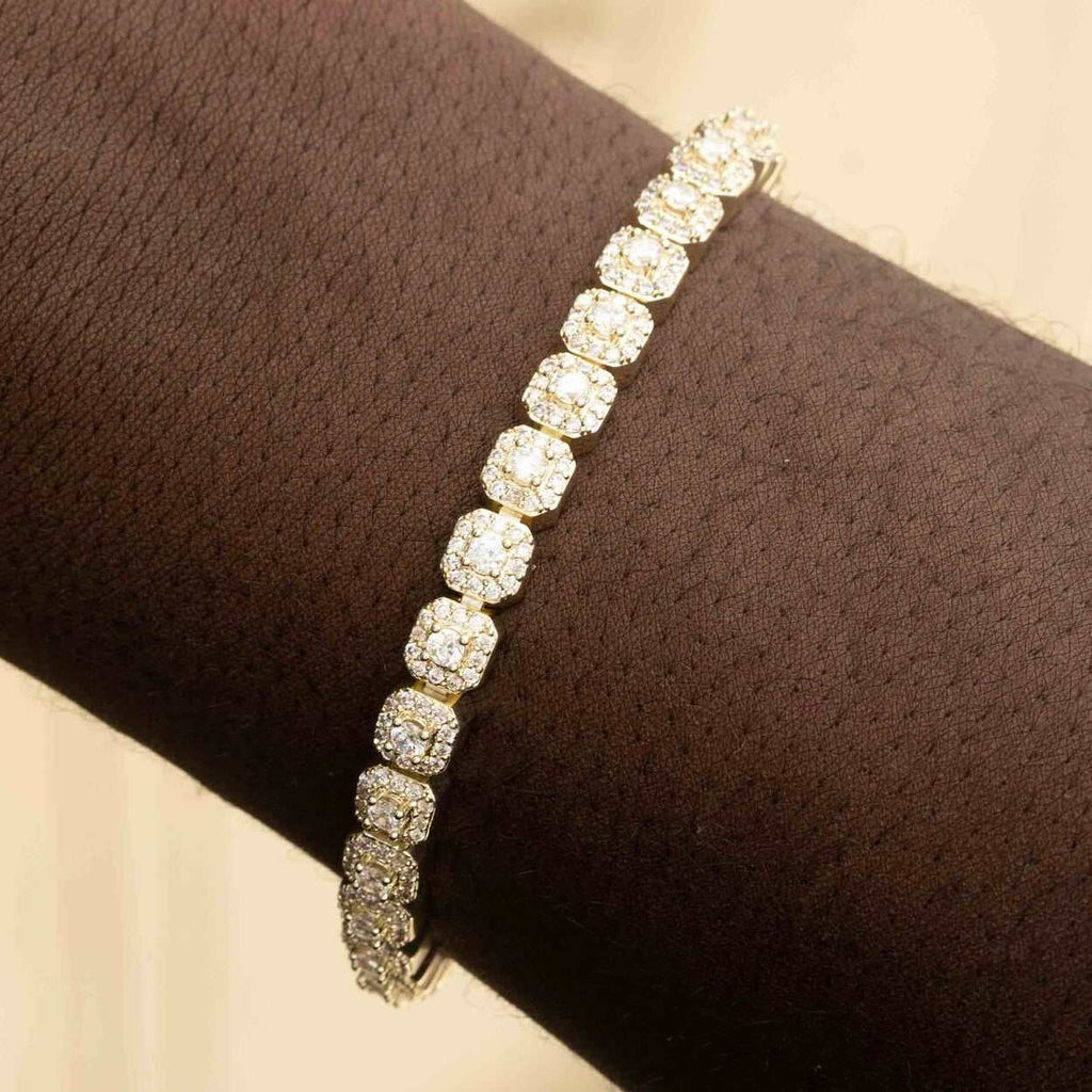Men's 6MM Clustered Moissanite Tennis Bracelet in Yellow Gold Vermeil