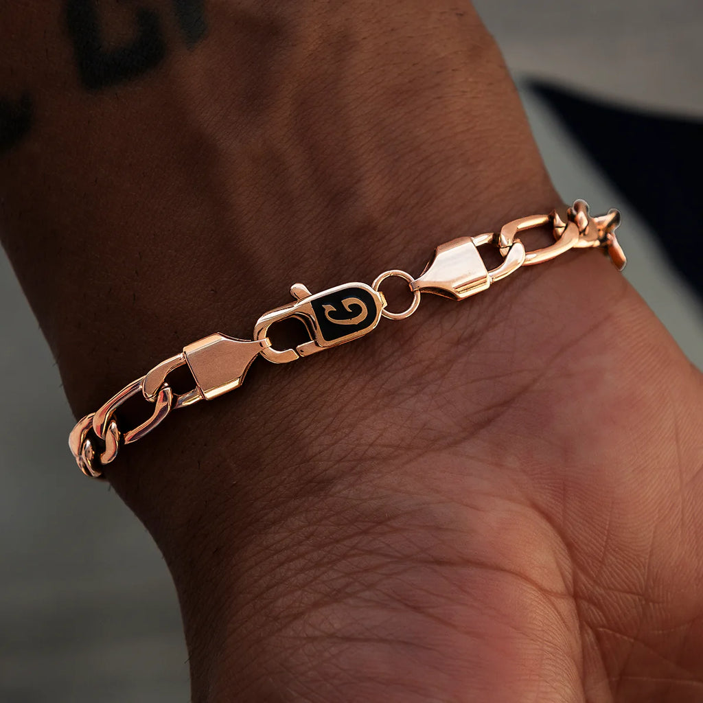 Figaro Bracelet in Rose Gold- 6mm