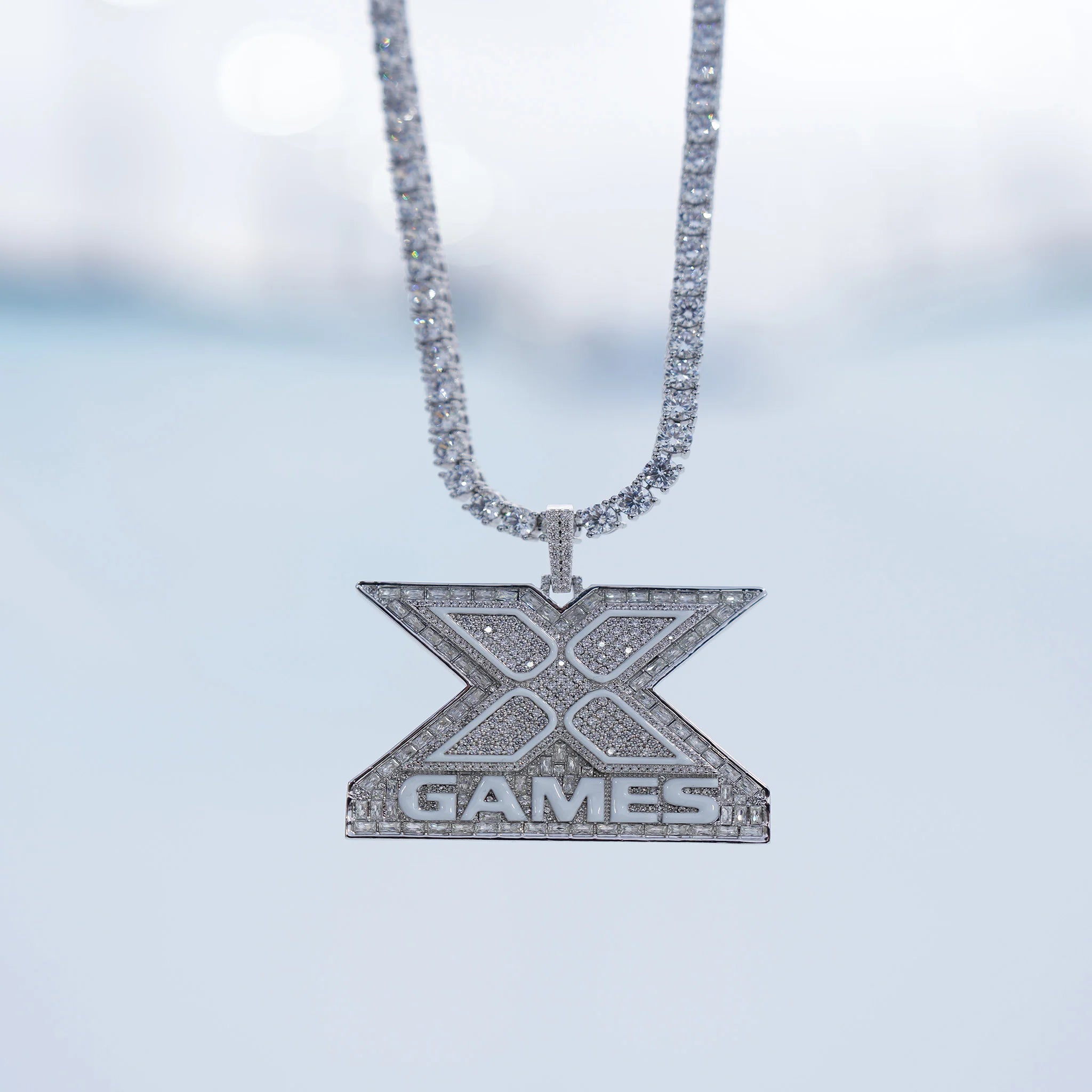 X Games Iced Pendant in White Gold