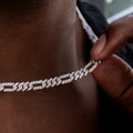 Diamond Figaro Chain in White Gold- 6mm