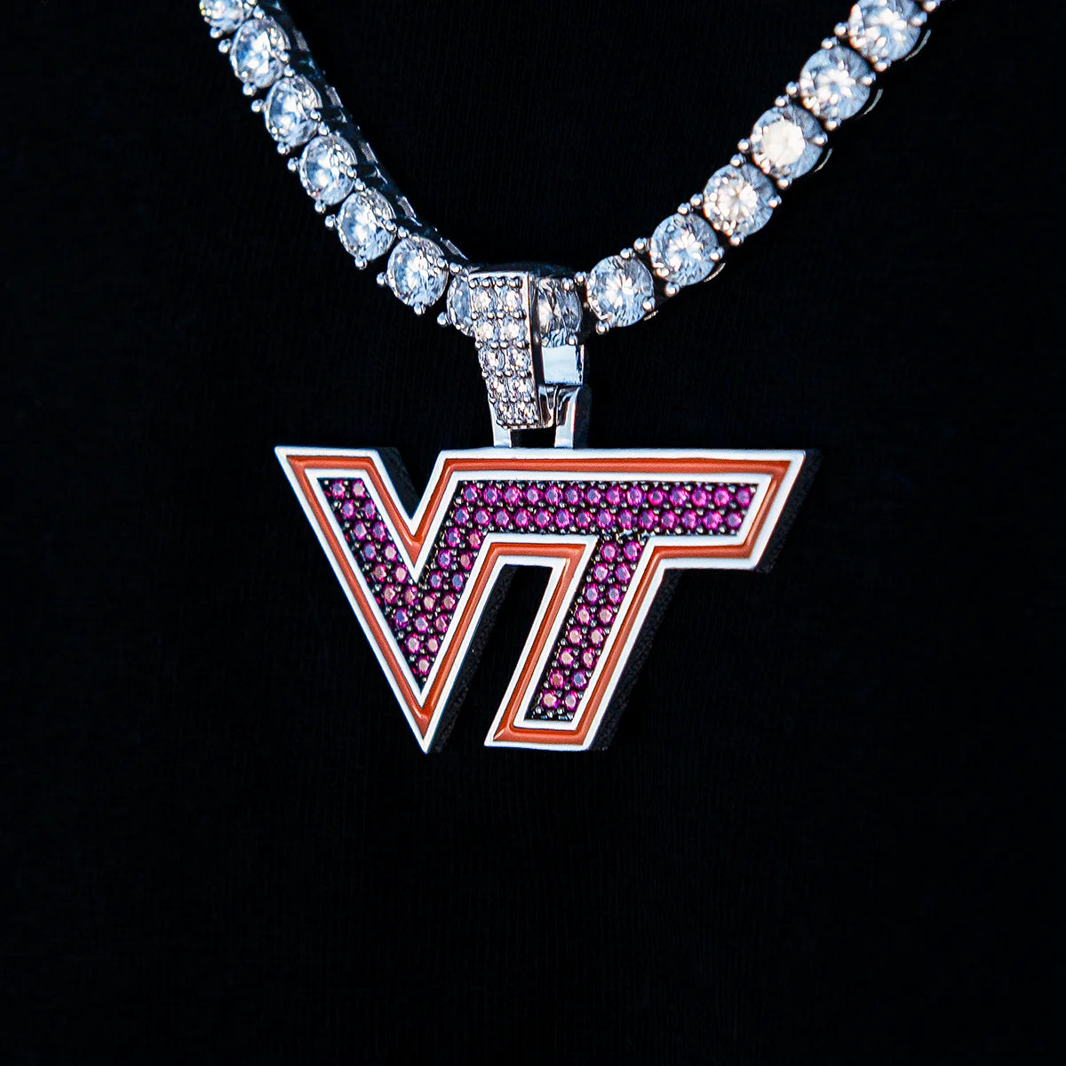 Virginia Tech Hokies Official NCAA Logo Pendant in White Gold