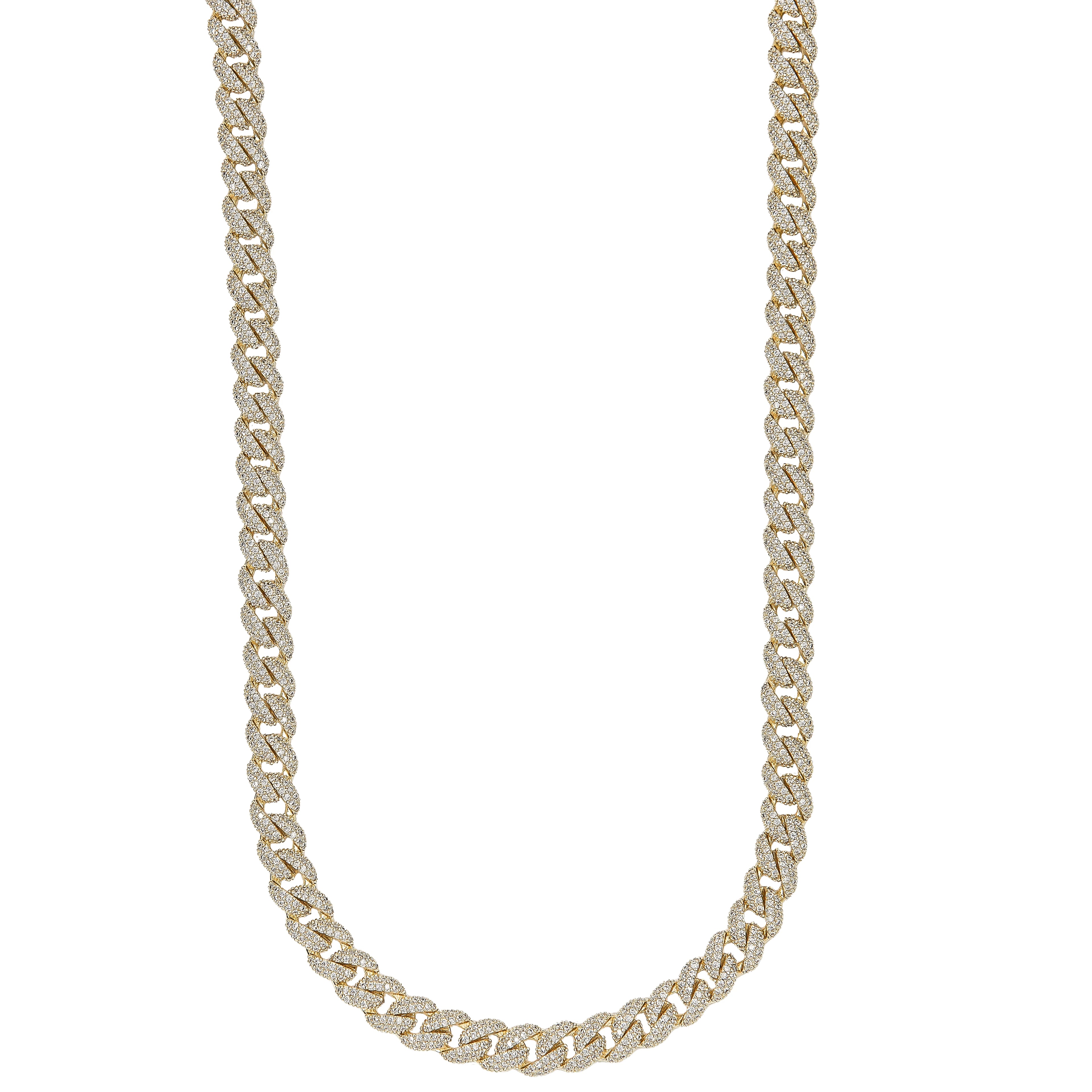 Men's 8.5MM Moissanite Diamond Cuban Chain Necklace in Yellow Gold Vermeil