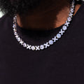 Iced XOXO Tennis Chain Necklace in White Gold